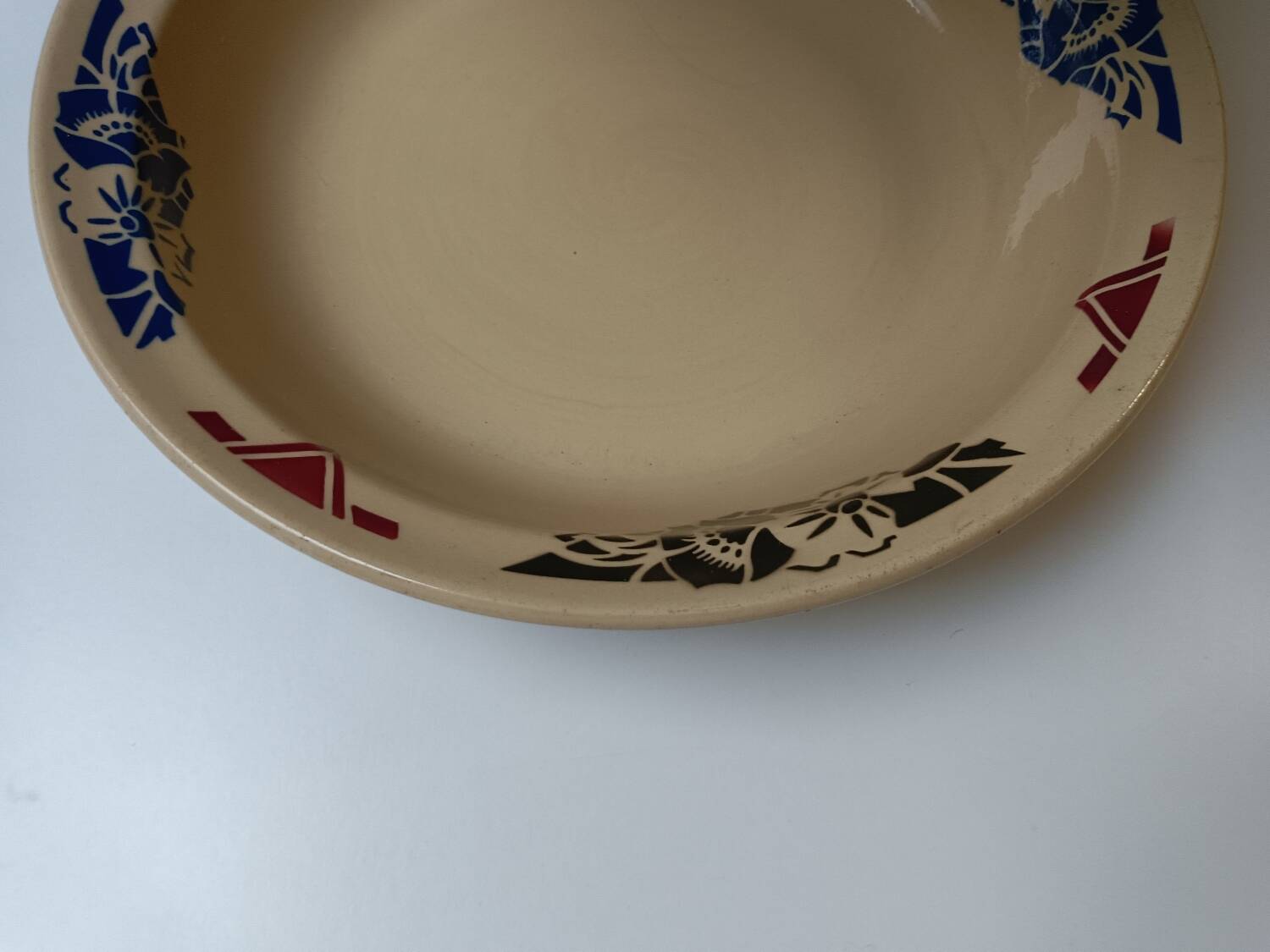 Large Badonviller art deco deep dish