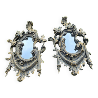 Pair of wooden mirrors