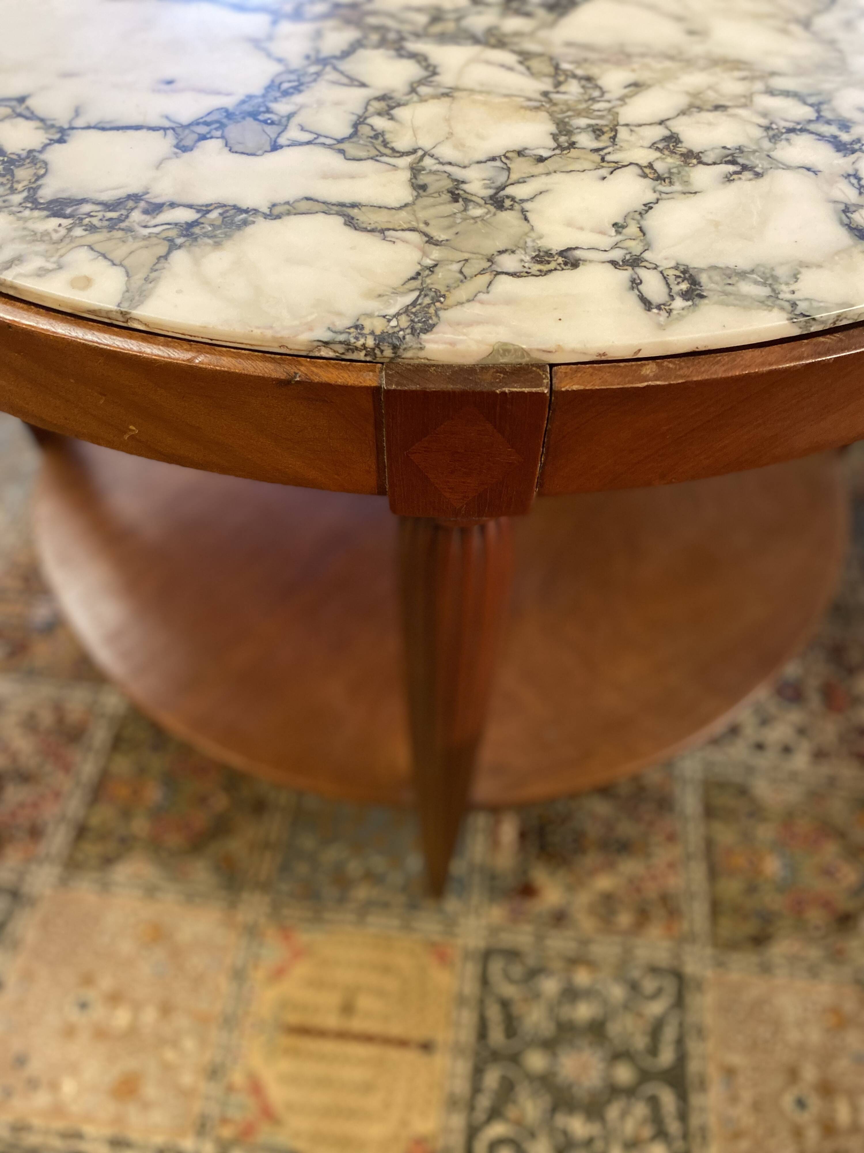 Art deco pedestal table, marble top