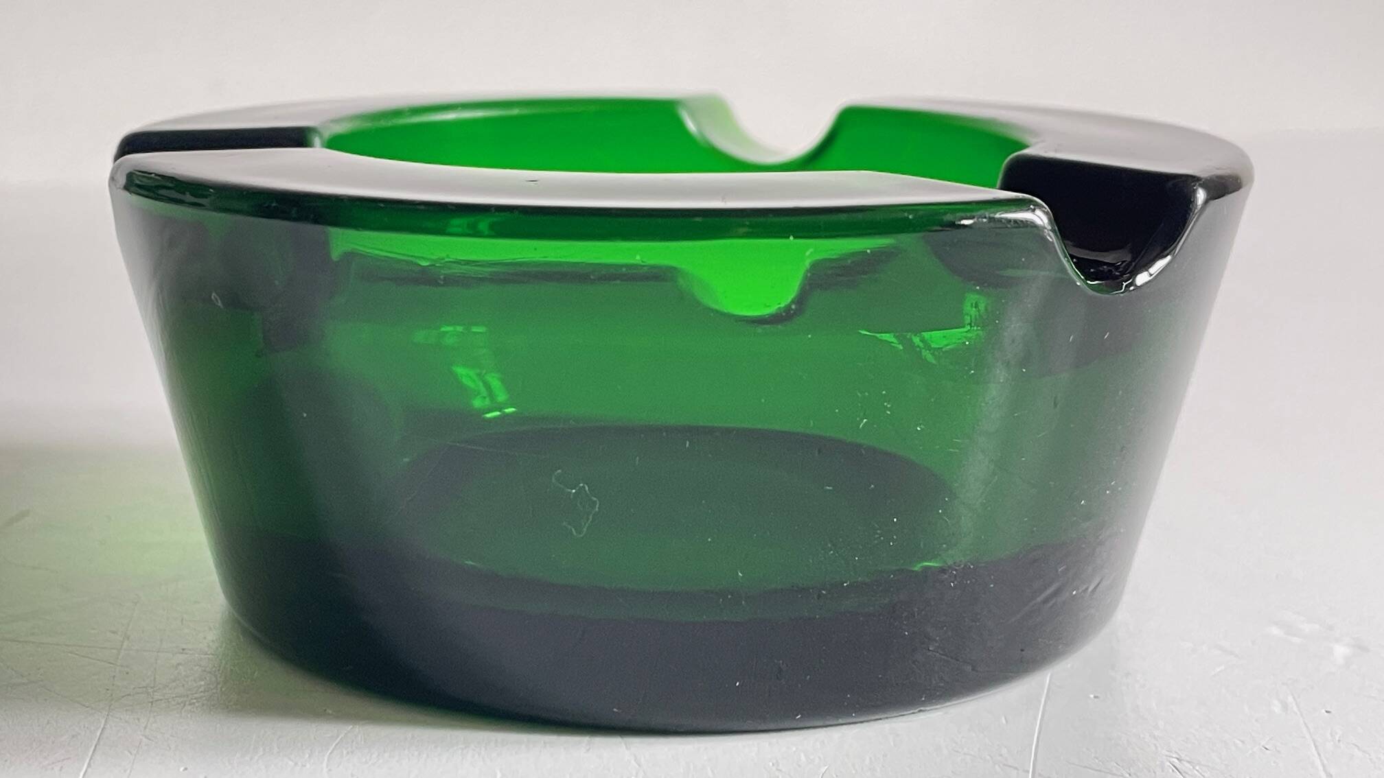 ASH TRAY Green Glass Vintage
