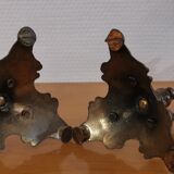 Pair of antique candlesticks in bronze and brass