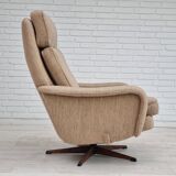 Fauteuil pivotant et son repose-pieds, laine