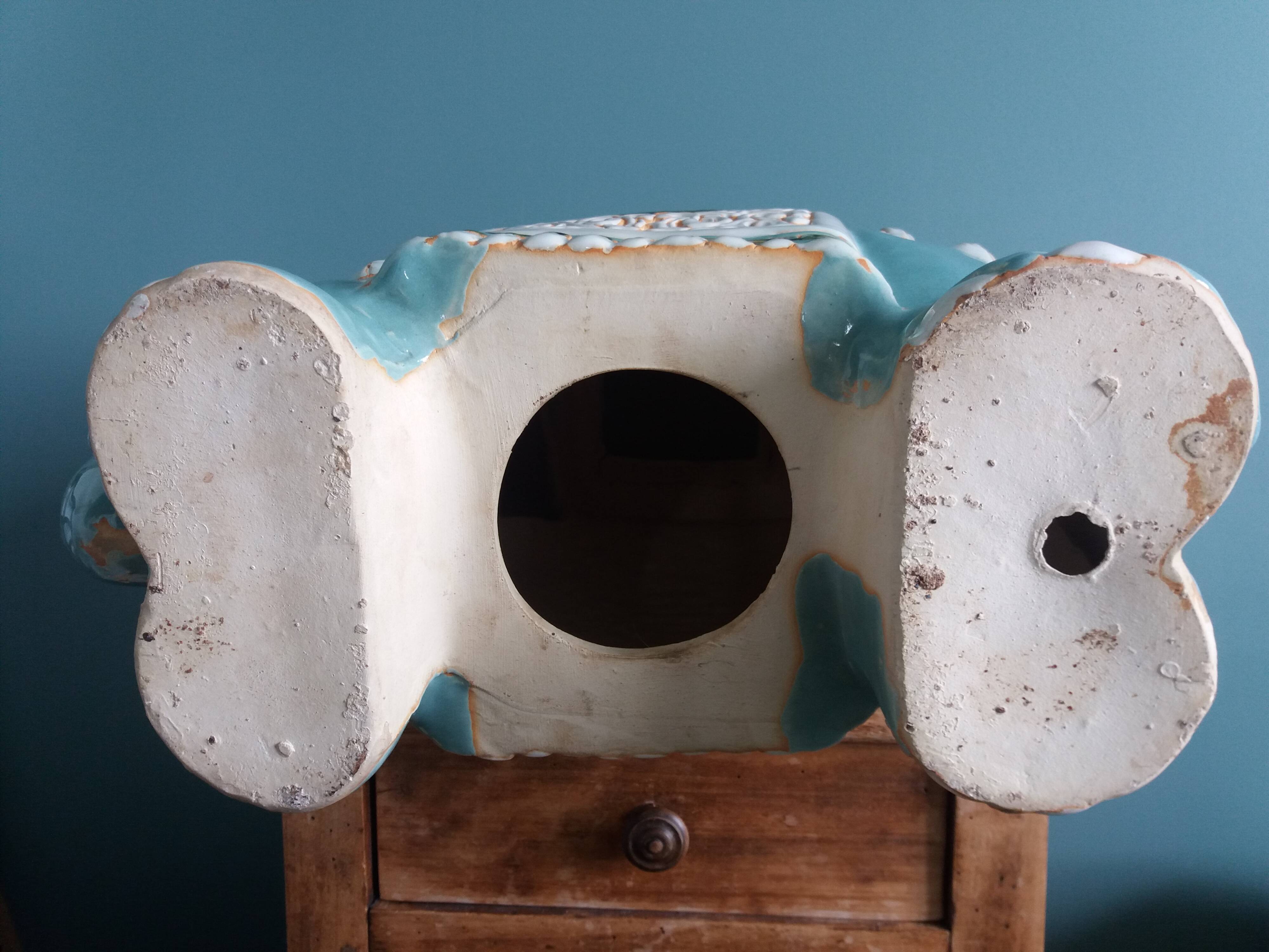 Green blue ceramic elephant