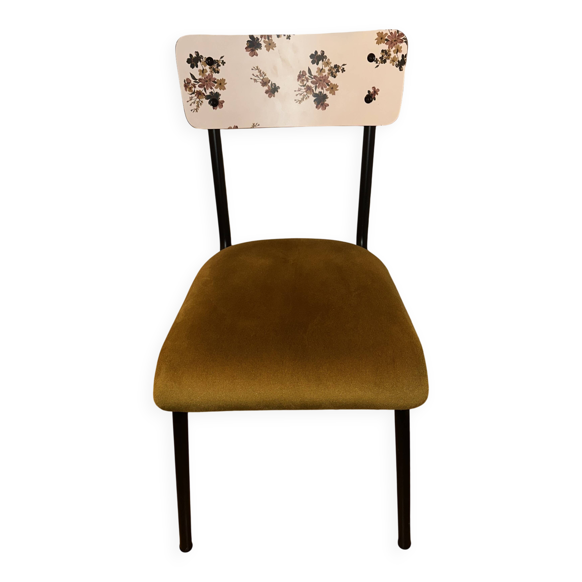 Suzie chair with printed backrest and velvet seat - Les Gambettes
