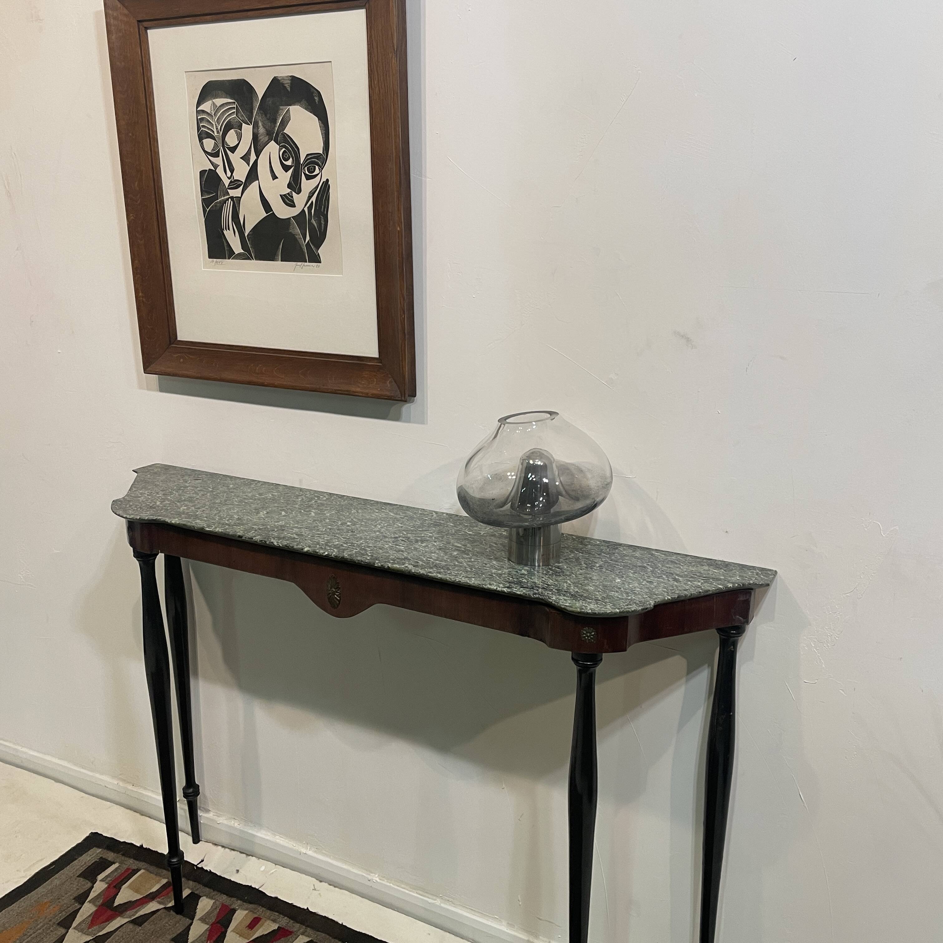 Elegant marble and rosewood console table, Italy, 1950s