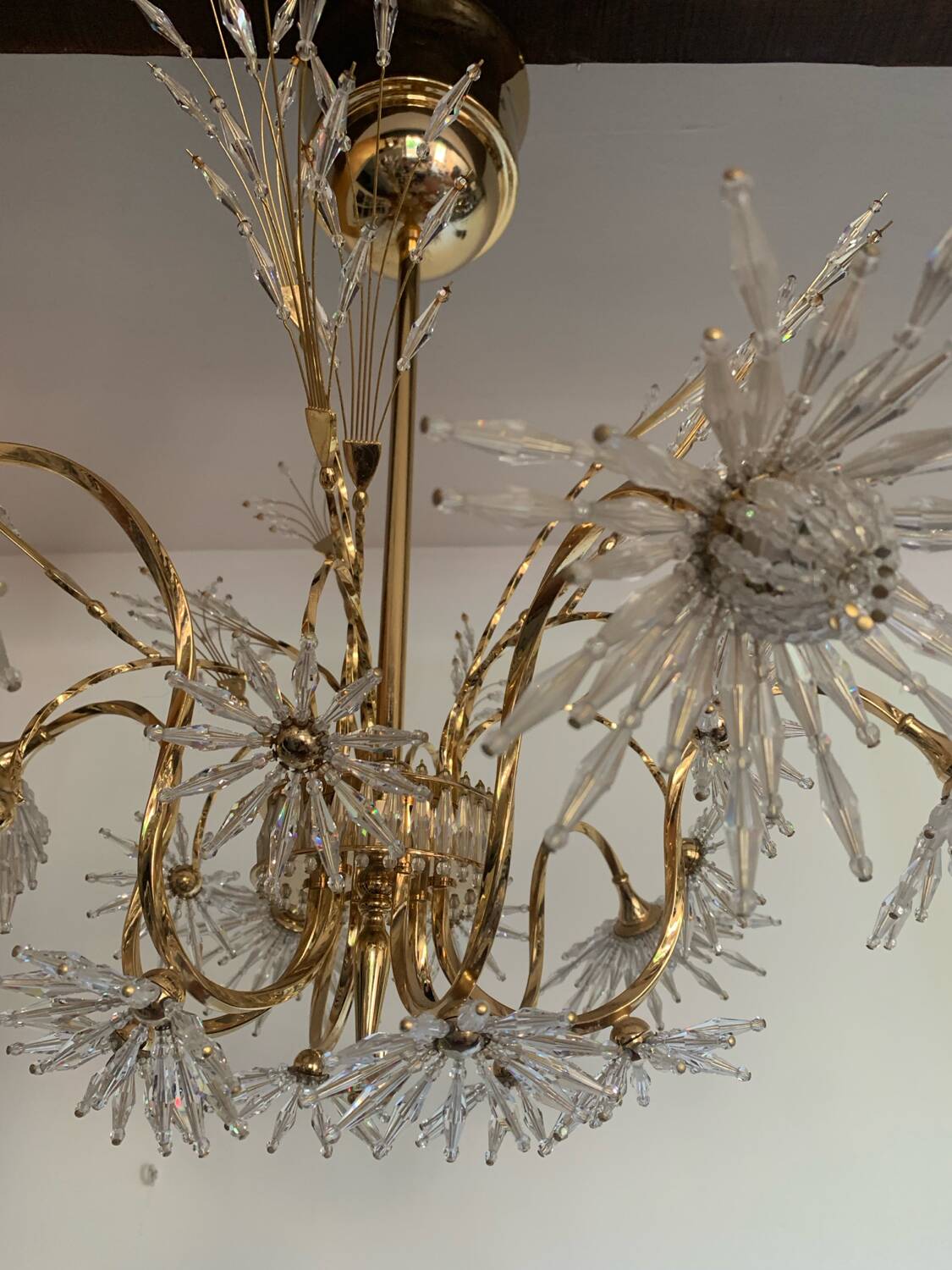 Profili studio chandelier gold plated and Swarovski crystal