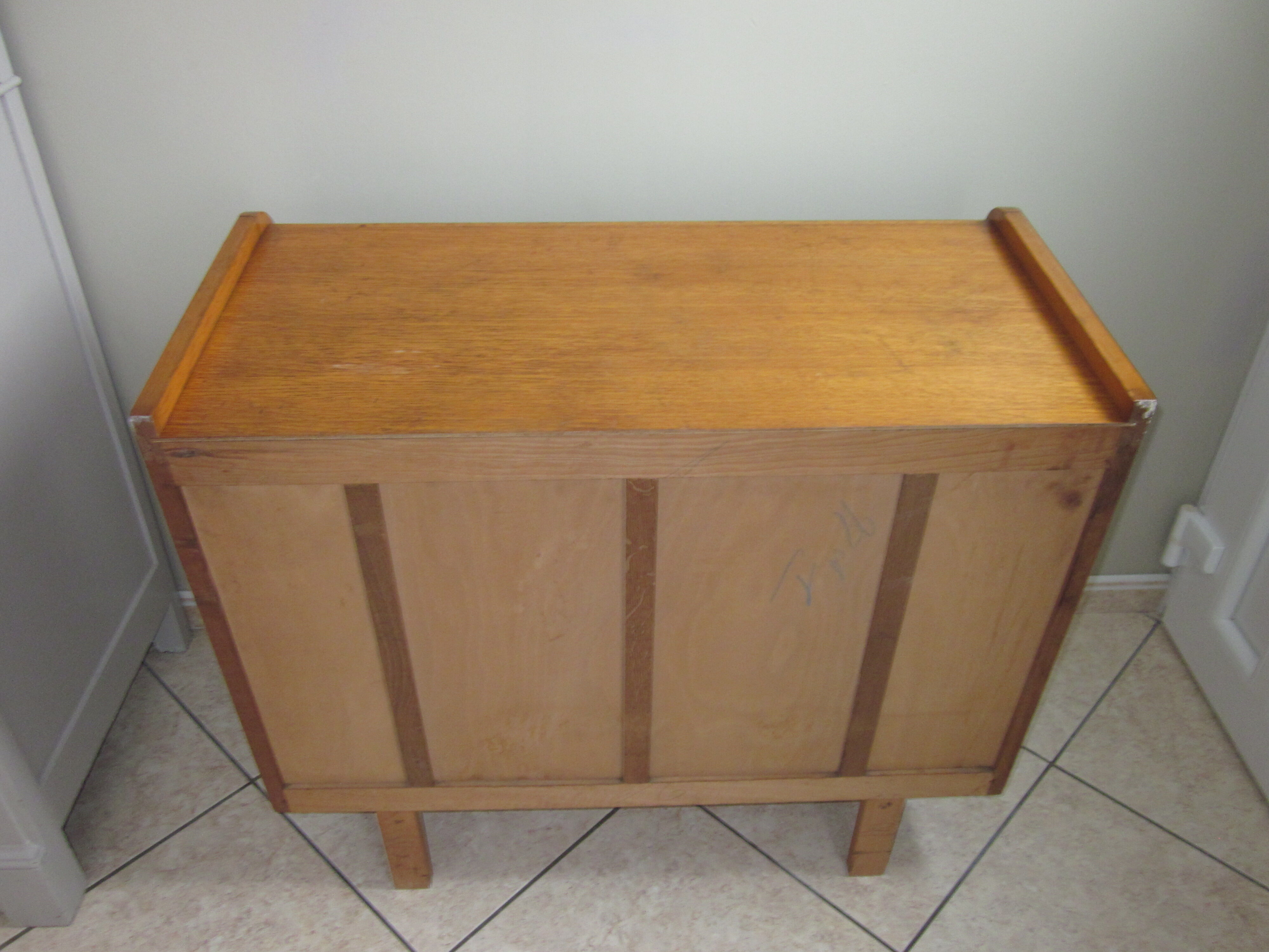 Vintage wood and rattan dresser