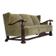 Canapé danois 3 places des années 1950, état d'origine, mobilier velours, chêne.