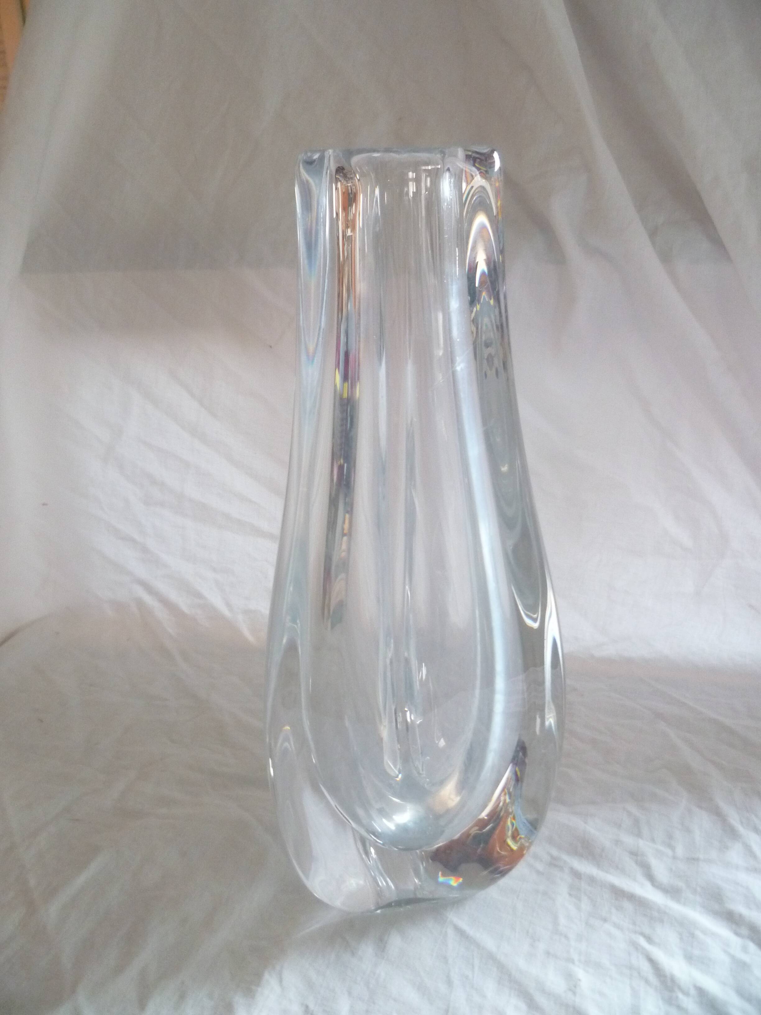 Vase design trilobe cristal de st louis france 3.2kg