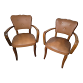 Paire de fauteuils bridge en skai