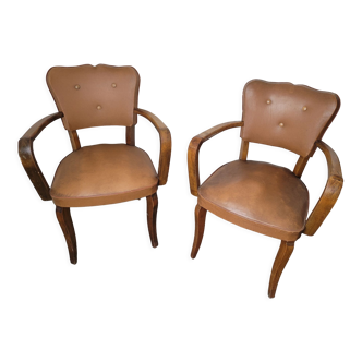 Paire de fauteuils bridge en skai