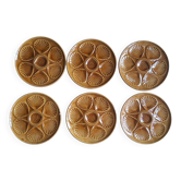 Set of 6 brown oyster plates