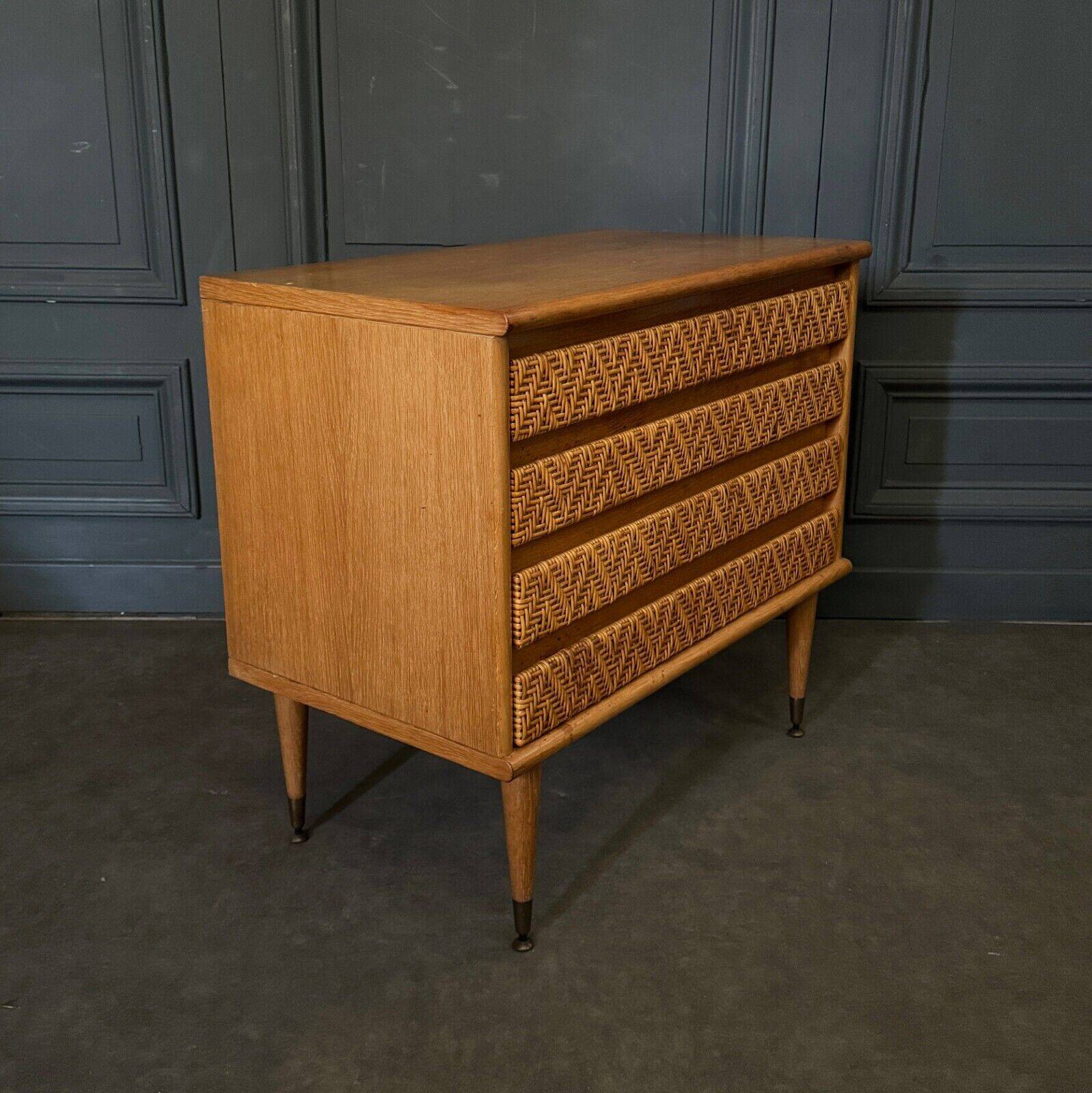 1960 rattan chest of drawers 4 drawers spindle legs