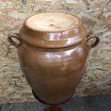 Ancien saloir pot 50l grès émaillé beige