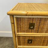 Midcentury bamboo, rattan and brass chest of drawers by Dal Vera, Italy, 1970s