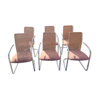 6 chairs in chrome metal effezeta Italy 70s