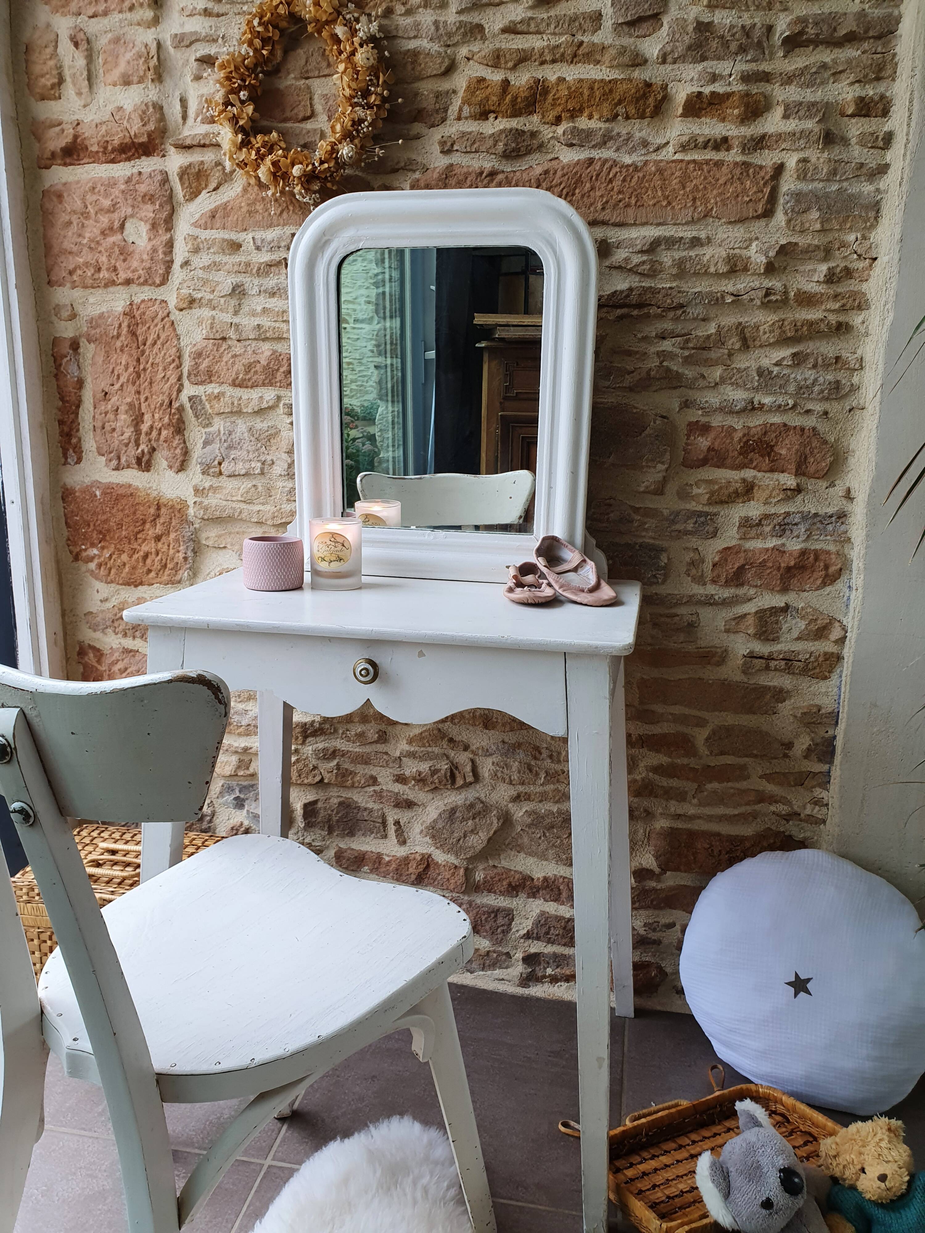 Dressing table and antique chair