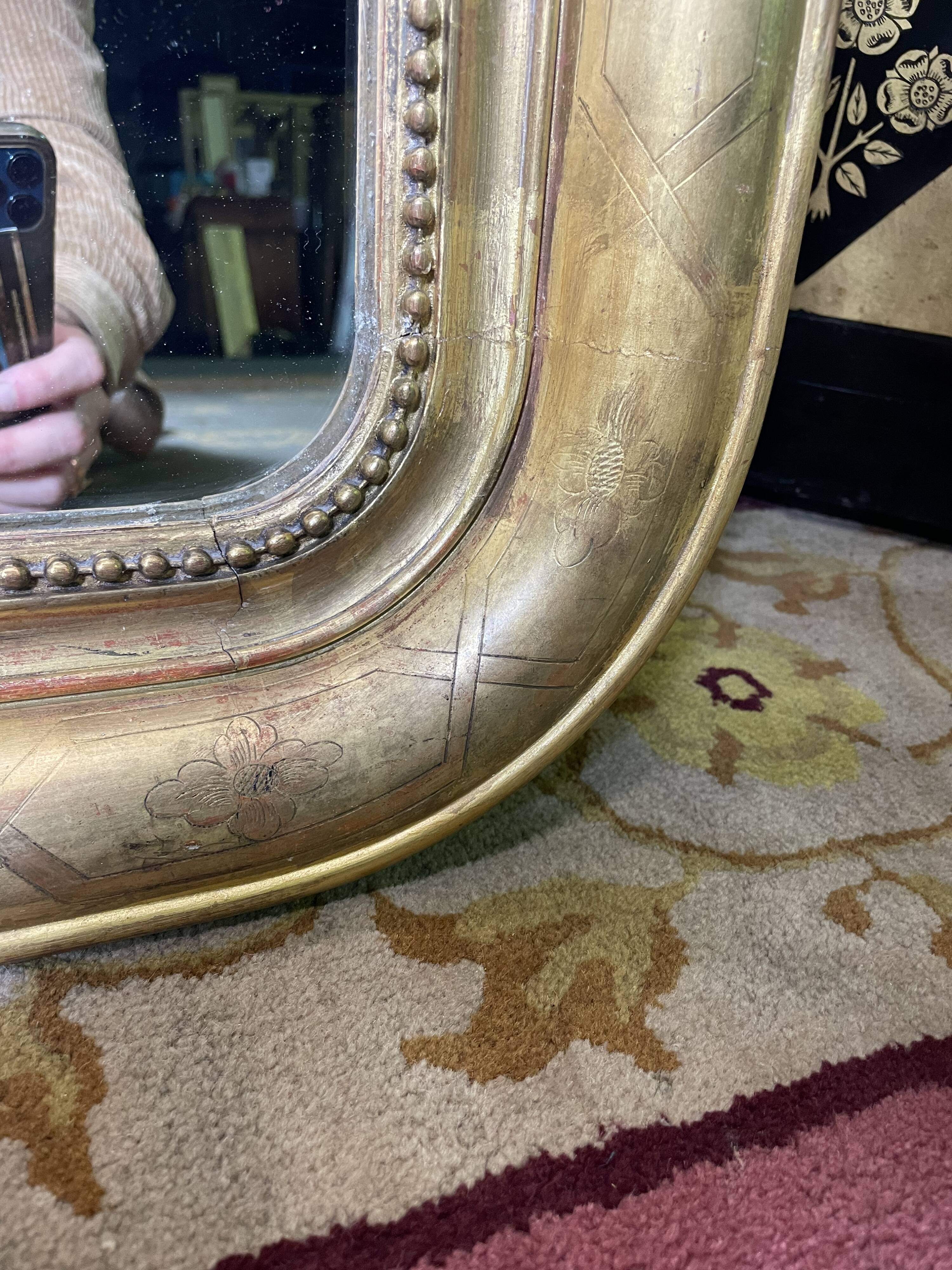 Louis Philippe era mirror with gold leaf  82x101cm