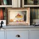 Old painting oil painting still life bread fruit cup cheese glass bottle champagne