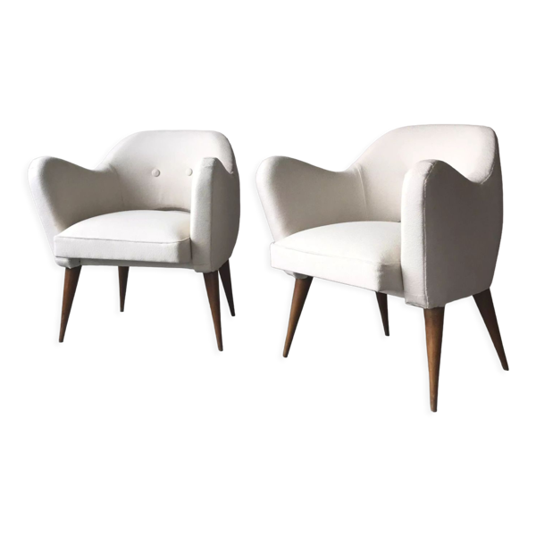 Paire de fauteuils écrus, éditions Erton, circa 1950
