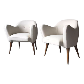 Pair of unbleached armchairs, editions Erton, circa 1950