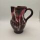 Pichet Vallauris vintage glazed ceramic with red drip design from the 1960s.