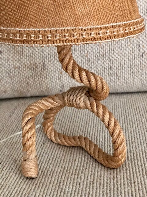 Table lamp rope and raffia