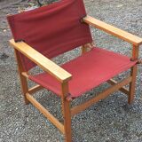 Safari armchair in beech and cotton canvas