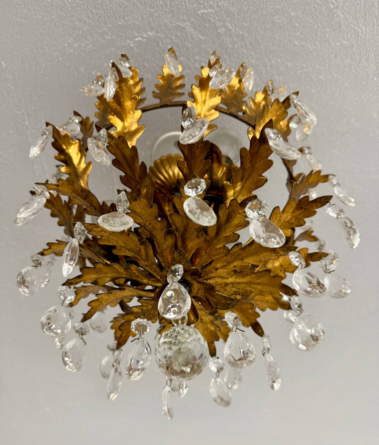 Antique chandelier with brass tassels, Banci design, Florence, Italy, 1950s