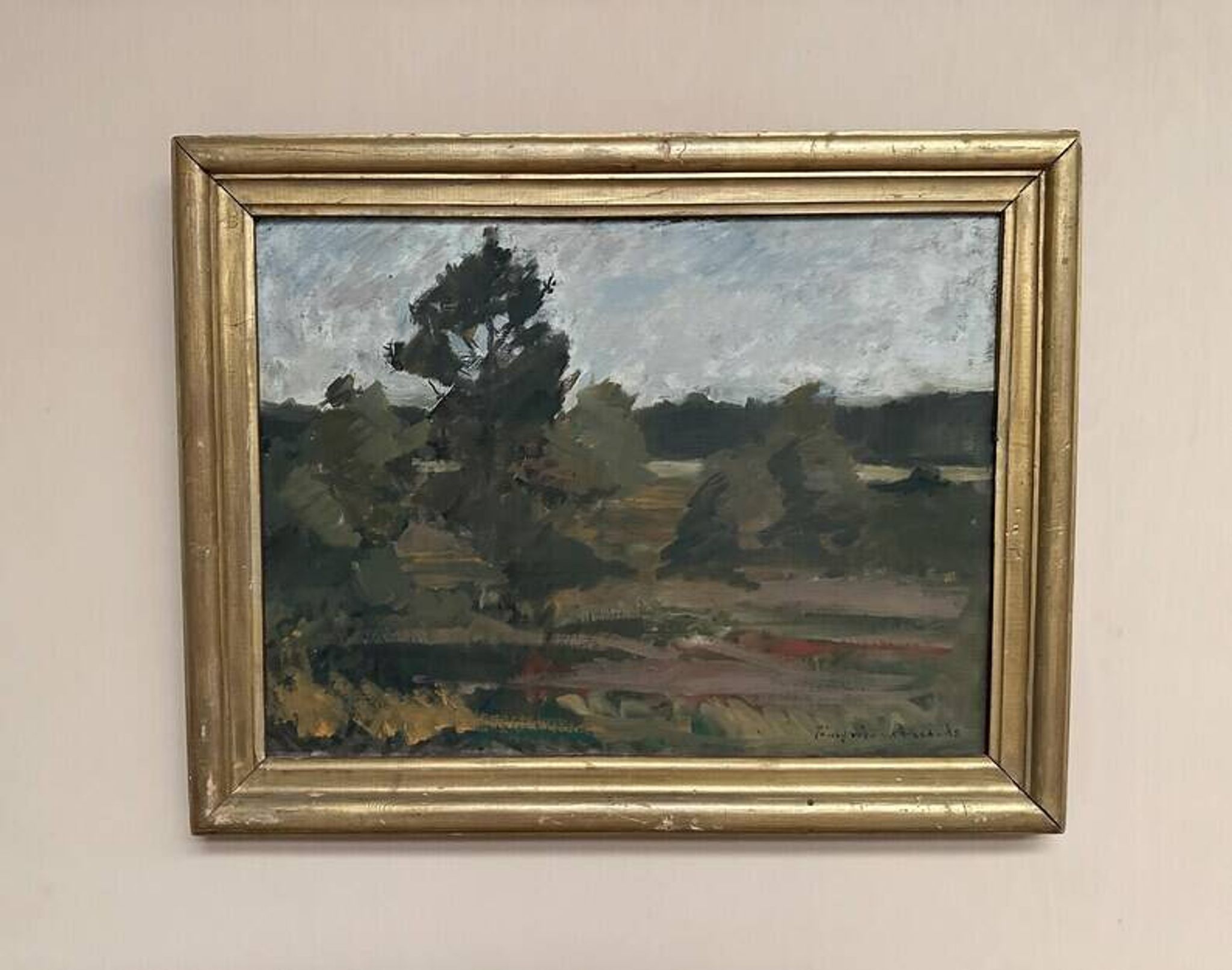 Huile sur toile originale suédoise – "Paysage" par Tornqvist – Signée – Datée 1932 – Encadrée