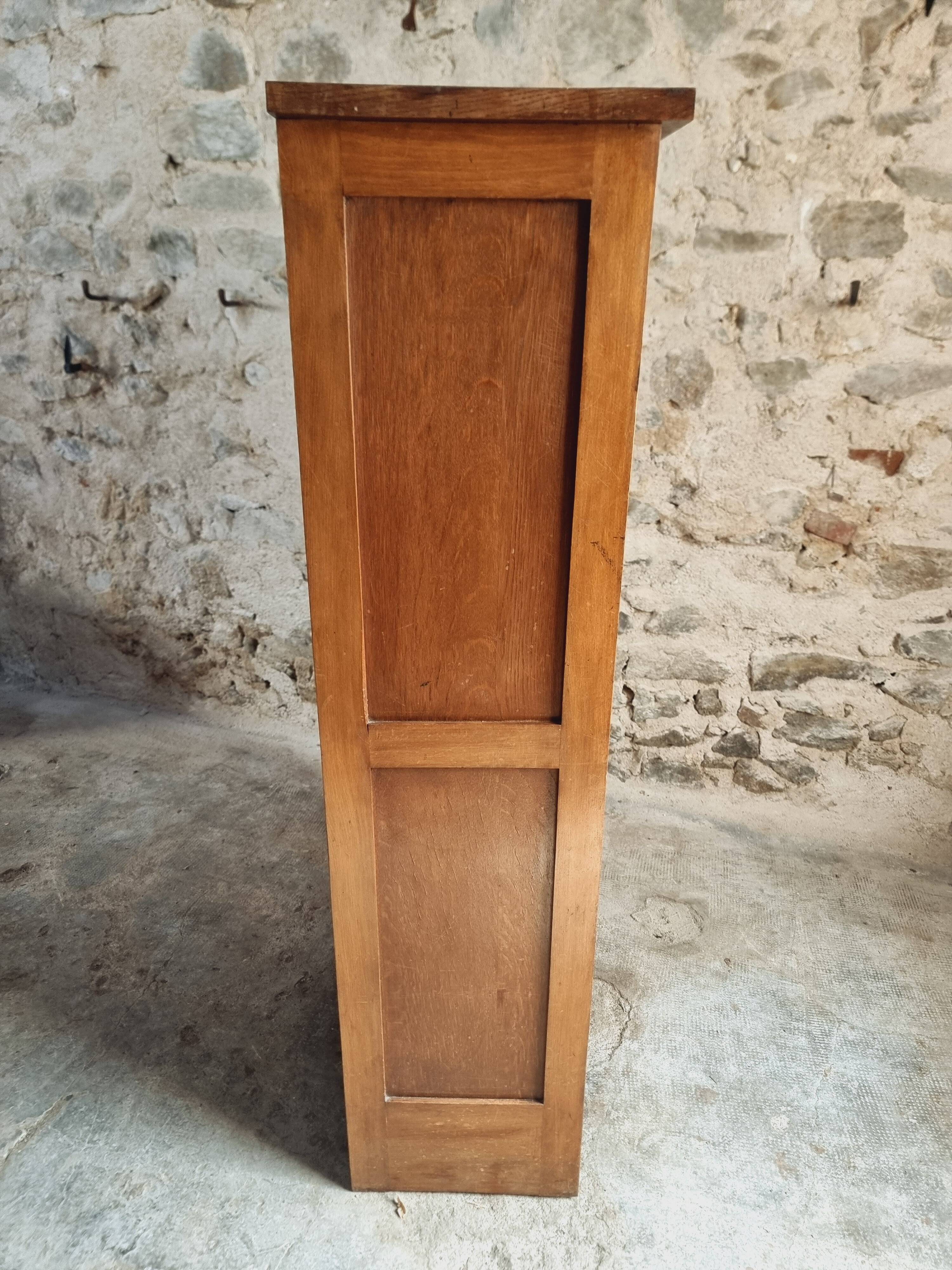 Antique filing cabinet with curtains – 1920s/30s – Beech