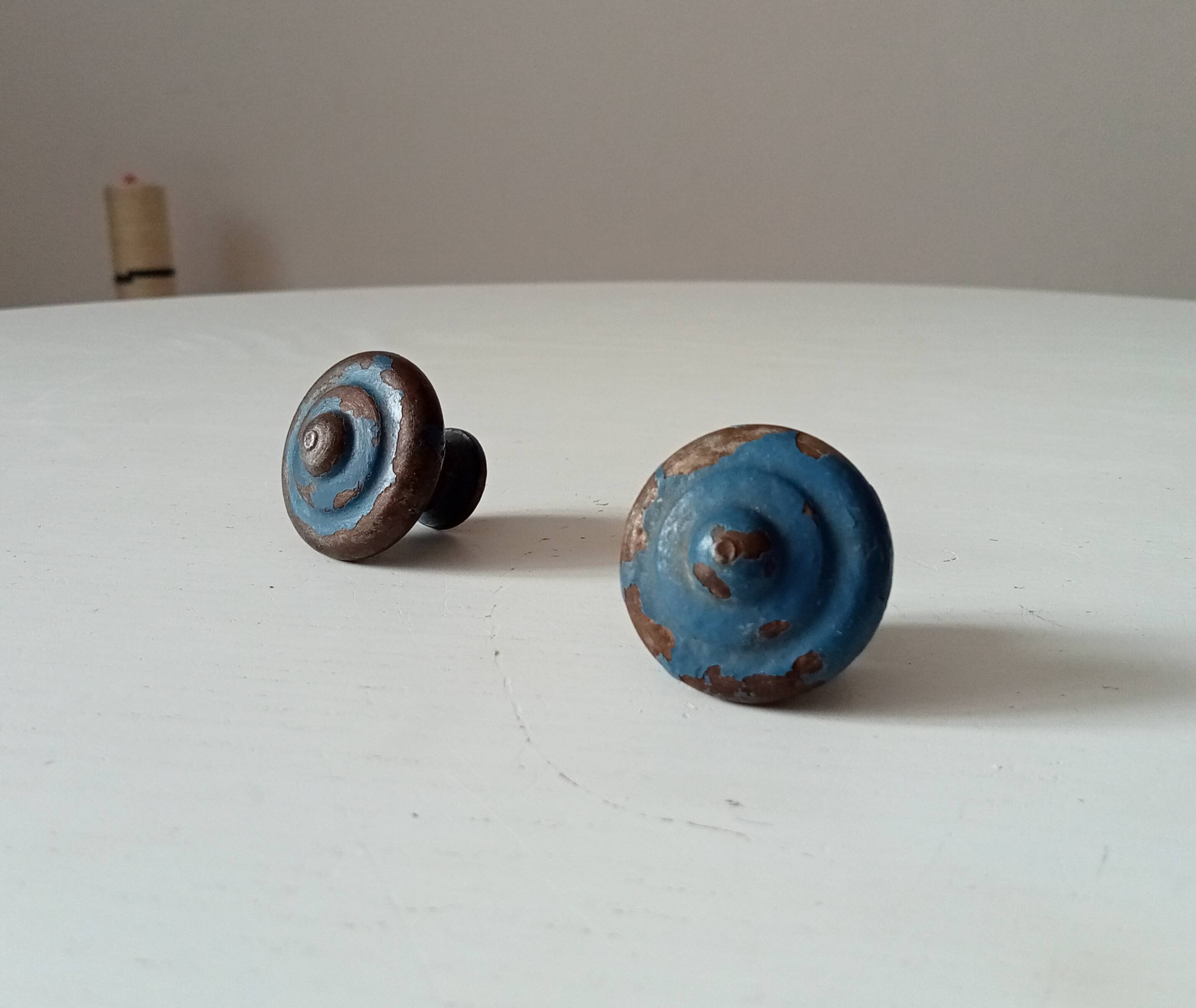Pair of antique cast iron furniture handles