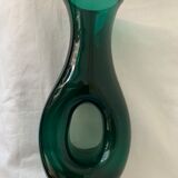 Vase vert en verre à creux hauteur 29 cm