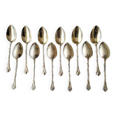 12 Cuillères à moka en métal doré  Deetjen  Modèle "Grain de café"