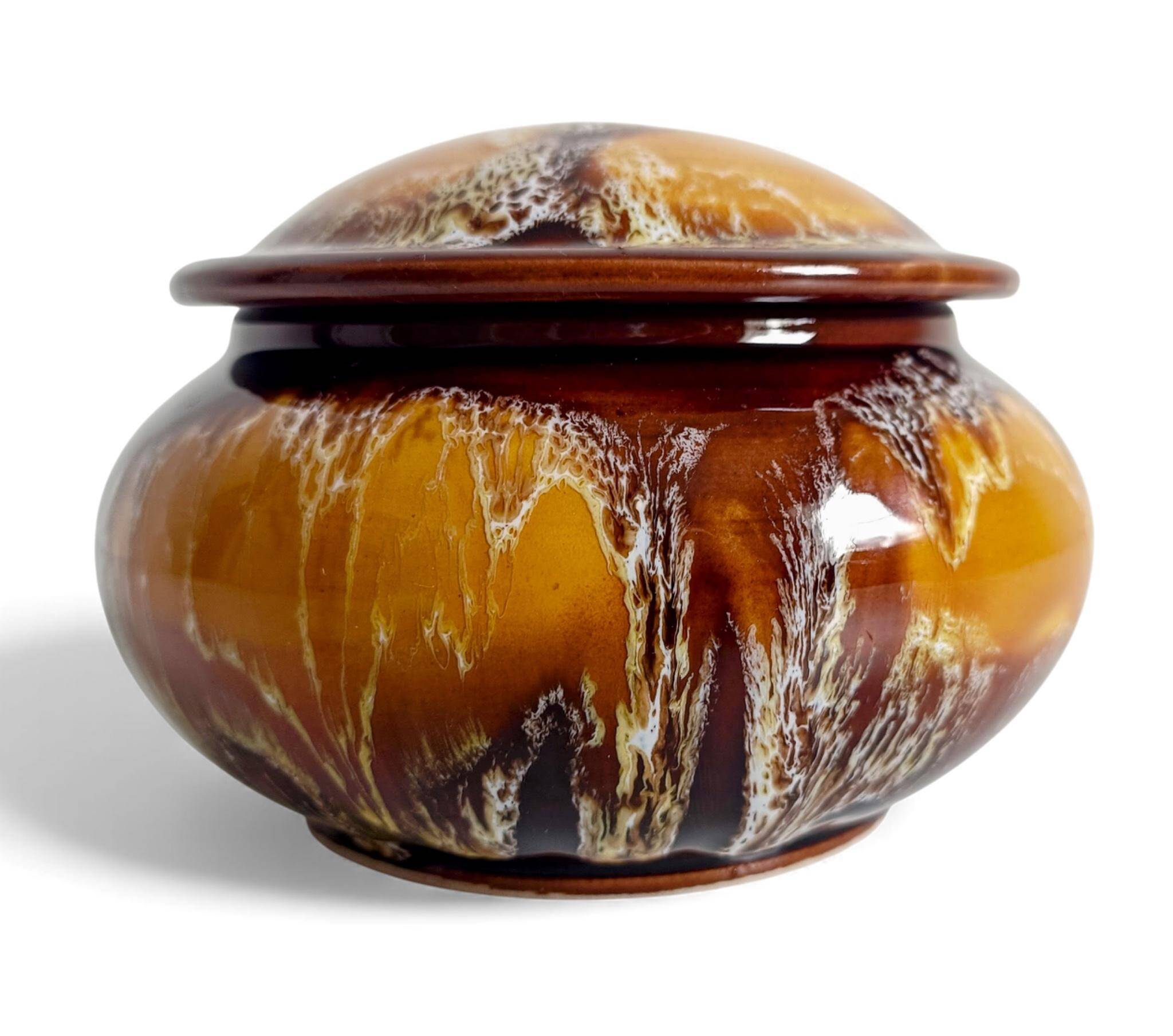 Mid-Century Vallauris Ceramic Box with Earthy Glaze, France, 1950s