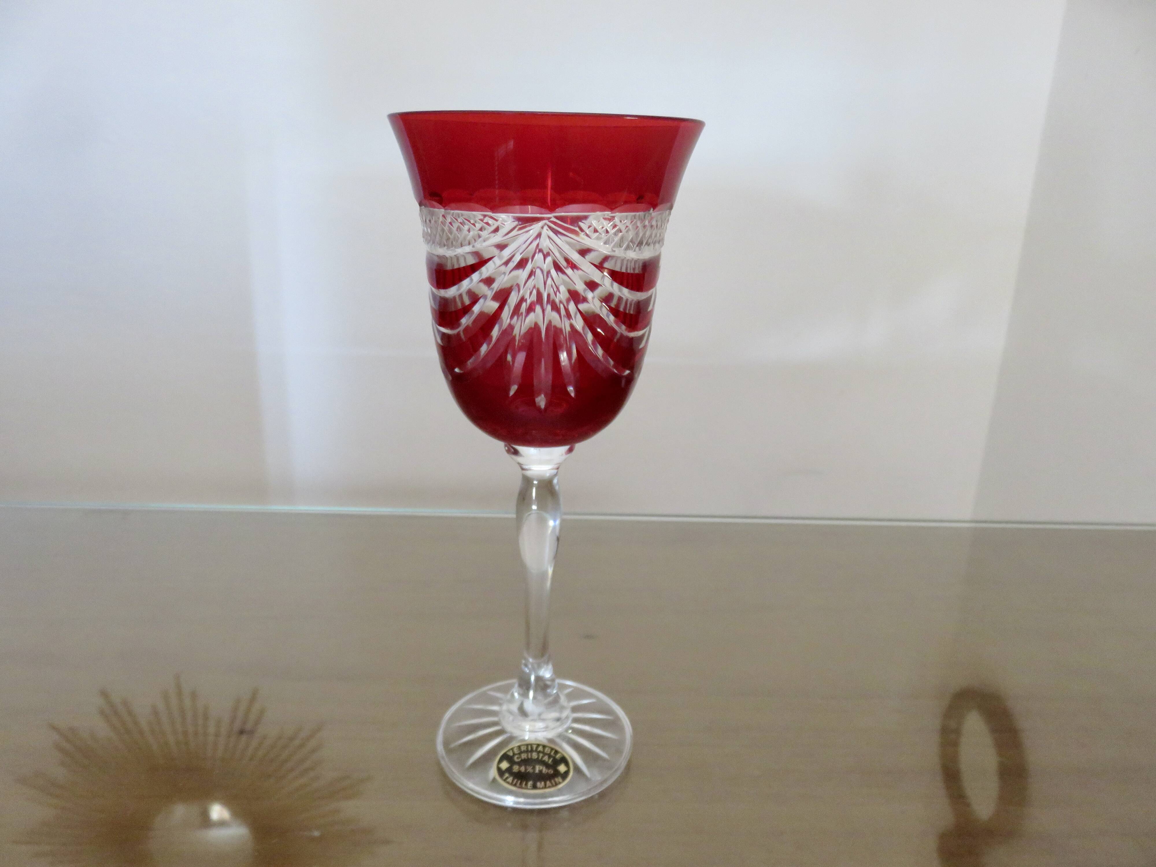 Service cristal couleur "Cristalleries de Lorraine" carafe et 5 verres