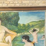 Painting on Art Deco isorel "Les Baigneuses"