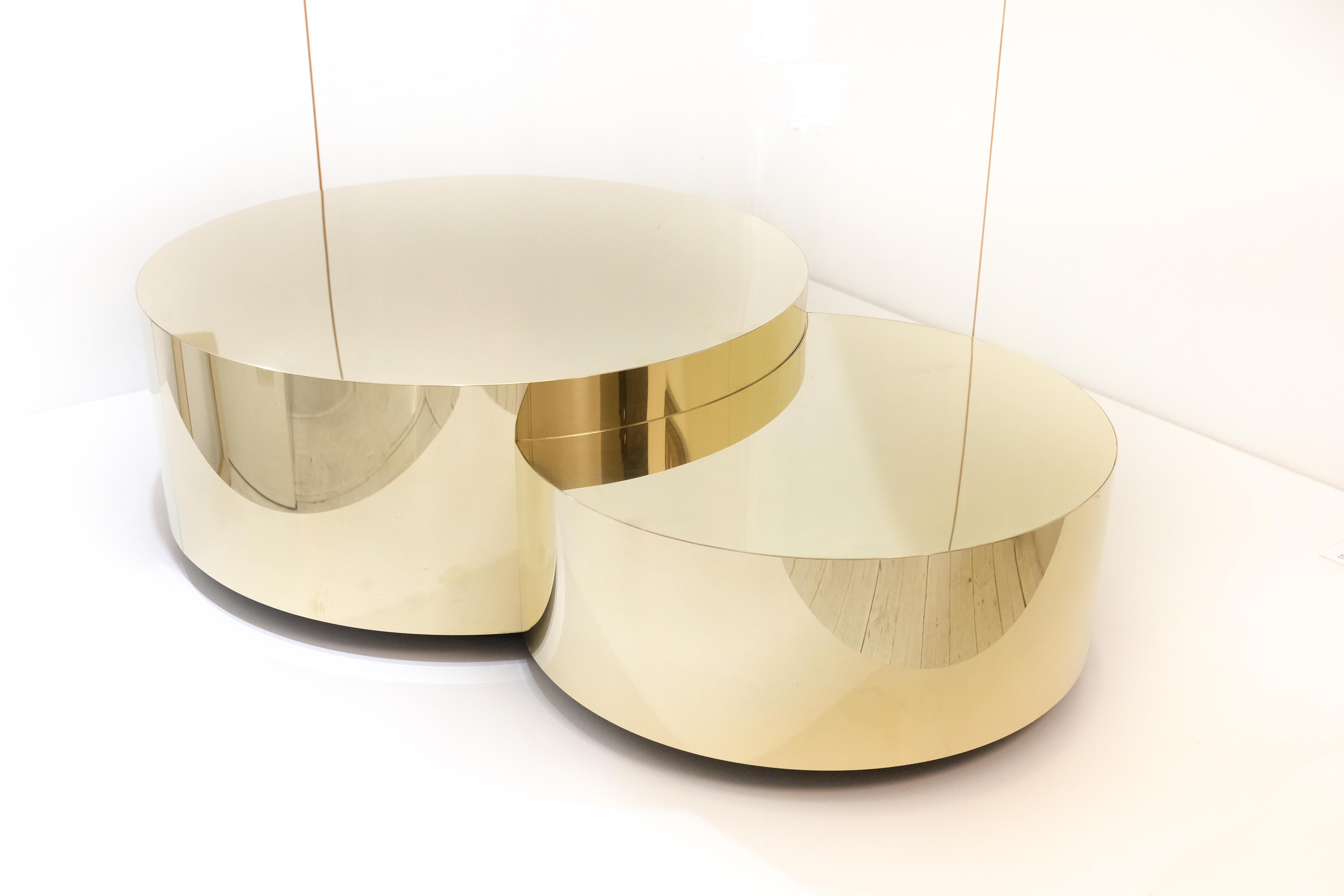 Contemporary handcrafted brass coffee table