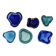 Mid-century design set of 6 blue Murano glass bowls, 1970s