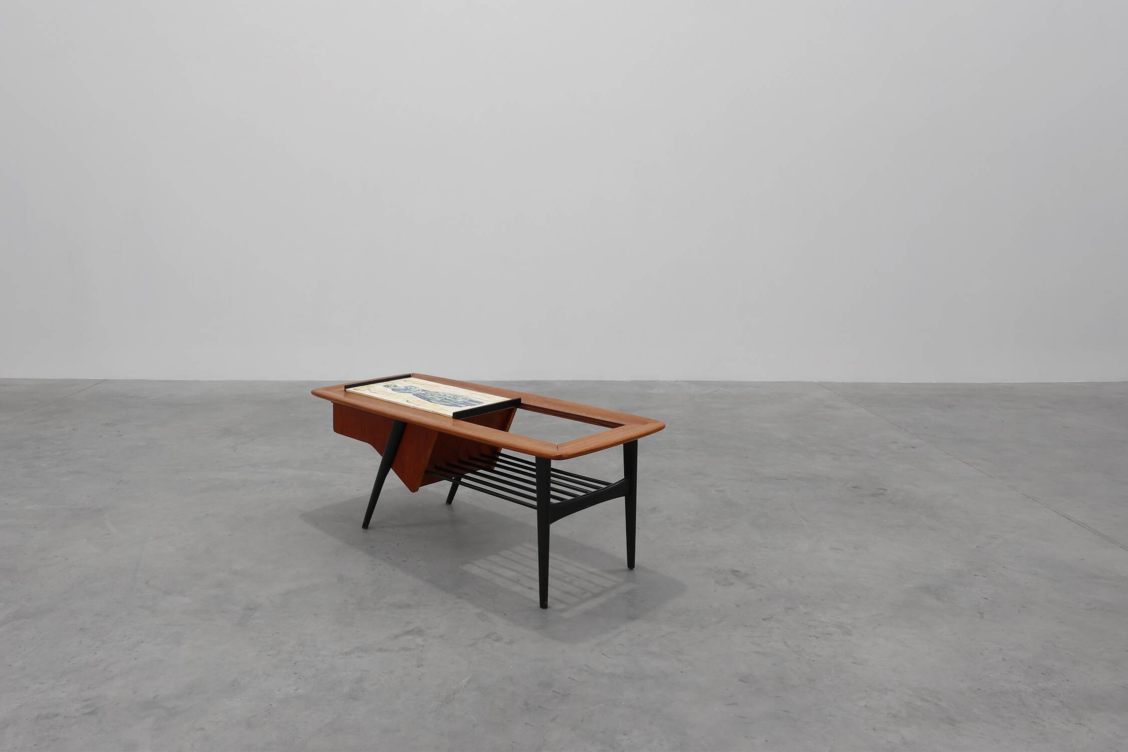 Coffee Table model 210, teak wood and ceramic,by Alfred Hendrickx, Belform