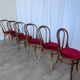 Set of 6 Vintage Bentwood Dining Chairs Set: 1970s , Red Uphols