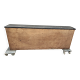 Old rear oak counter unit with two sliding doors