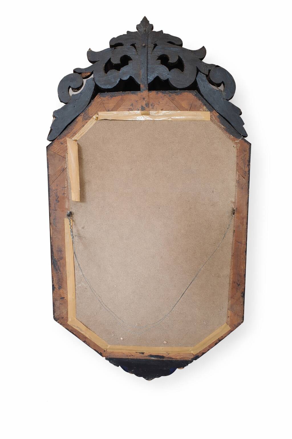 Antique Venetian mirror from the late 19th century – bevelled glass & engraved decoration – 124 x 68