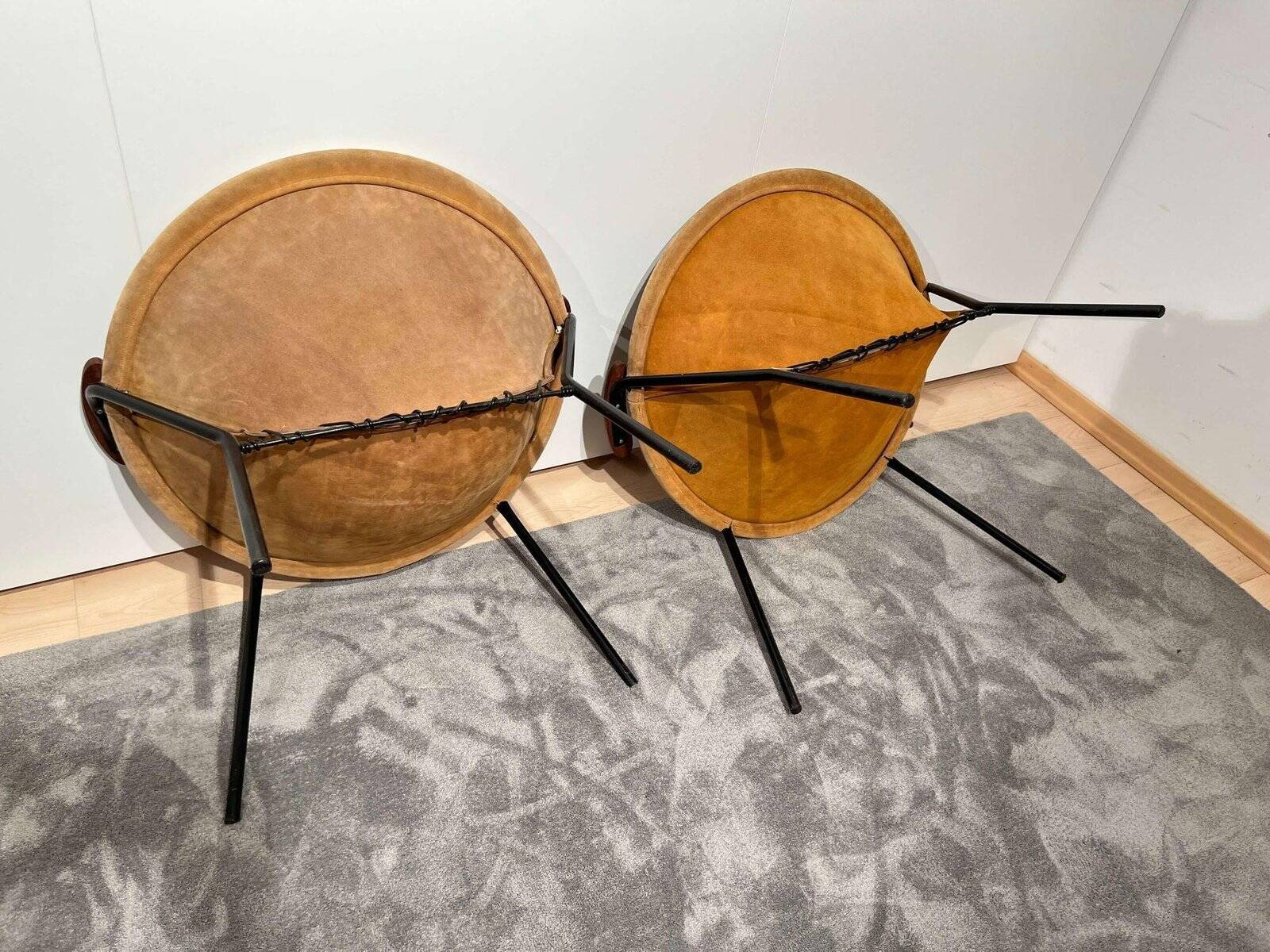 Ensemble de fauteuils lounge en cuir suédé jaune attribués à Hans Olsen, Danemark, années 1960.