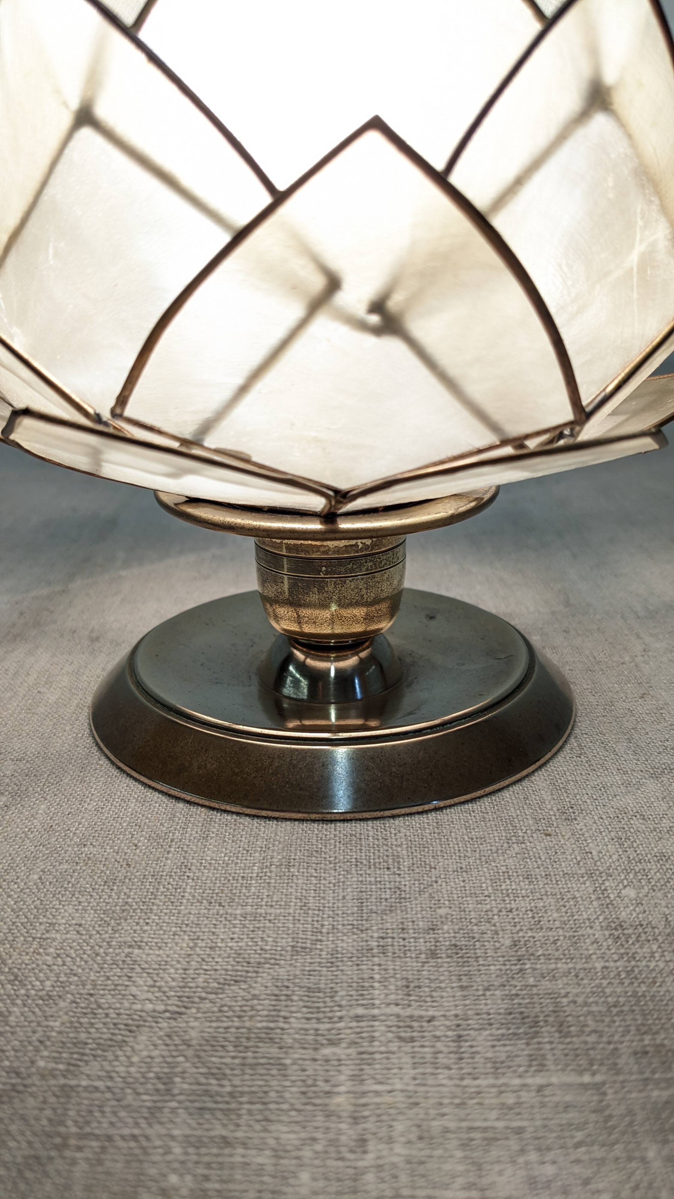 Pair of mother-of-pearl lotus flower bedside or mood lamps