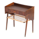 Side Table in Rosewood with Drawer and Rattan Shelf, Denmark, 1960s
