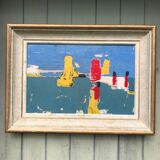 Abstract painting on panel