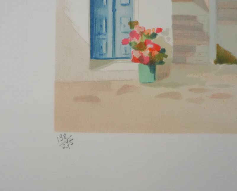 Janick lederle: on the greek island, original signed lithograph