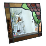 Ancien miroir vitrail antique french work