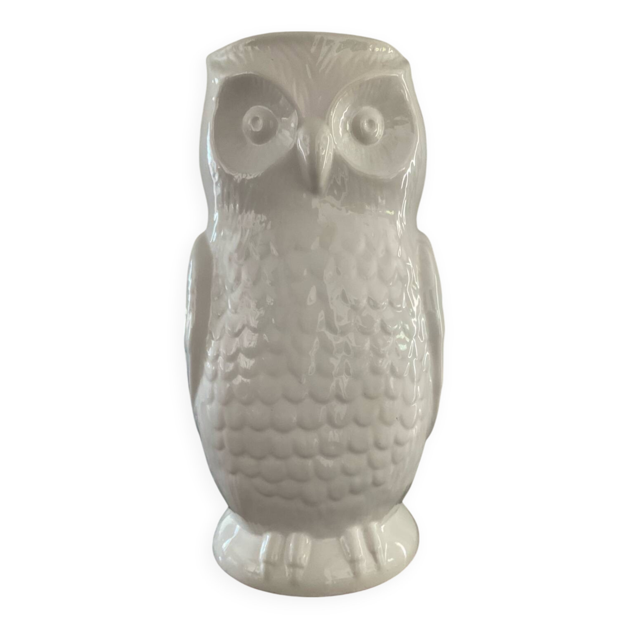 Vintage glazed ceramic owl umbrella stand